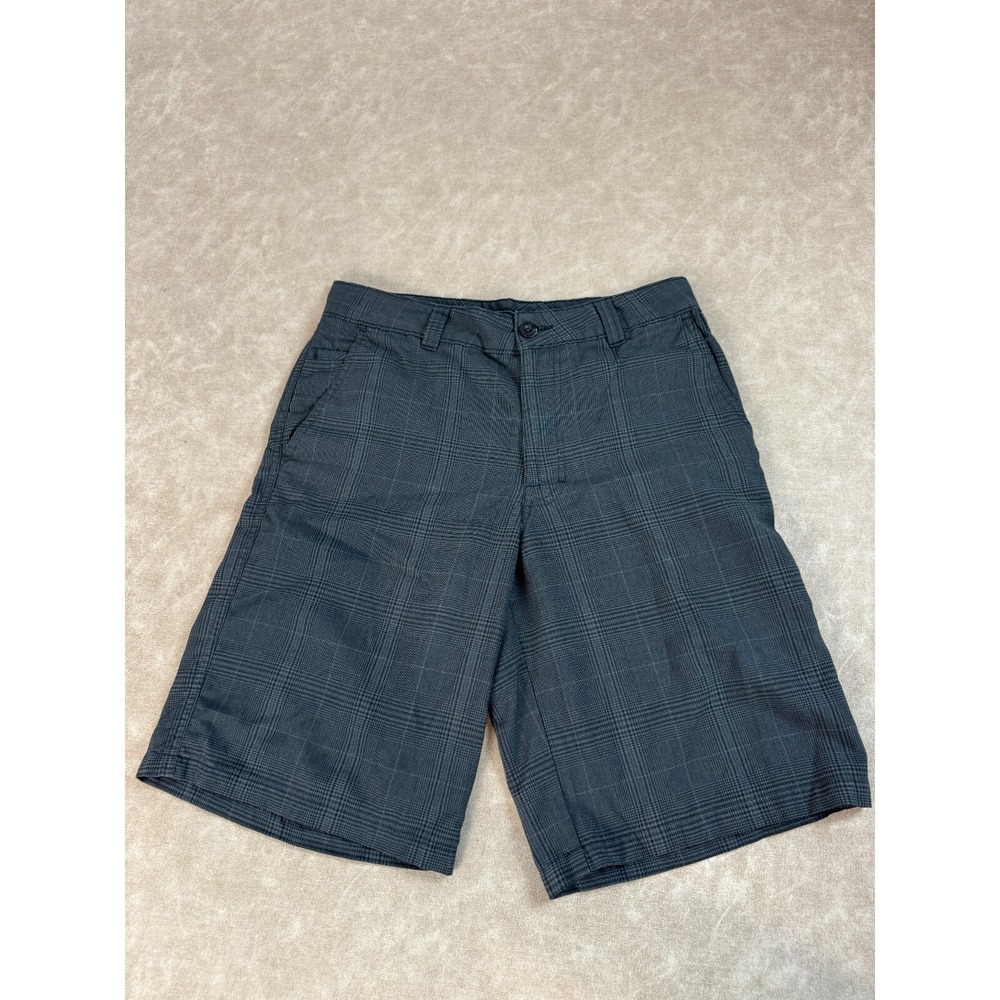 O'Neill Men Paramount Plaid Mid Rise Button Zip Fly Pockets Blck Chino Shorts 28
